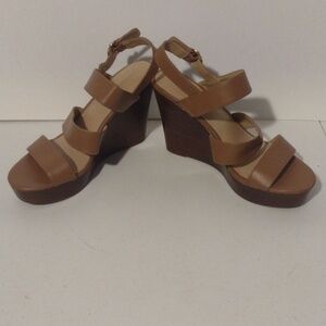 14th & Union Narissa Slingback Wedge Sandal Cognac Brown Women’s Shoes size 7.5